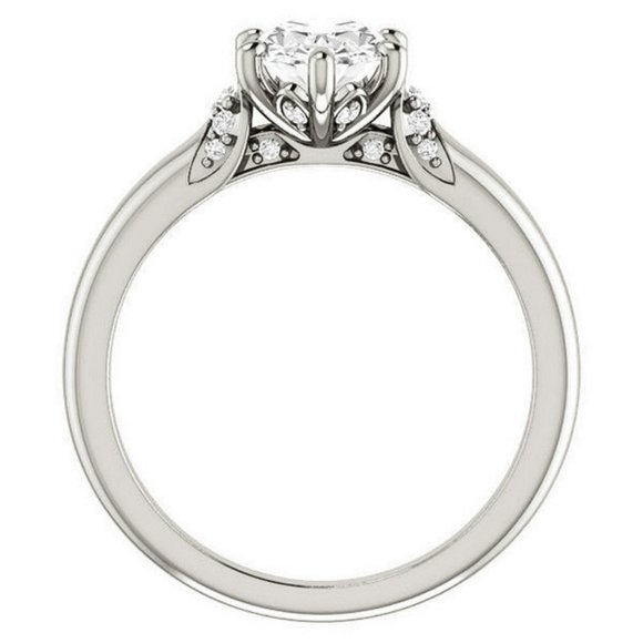 2.25Carat -9x7mm Oval Moissanite Accented Engagement Ring - Picture 6 of 15